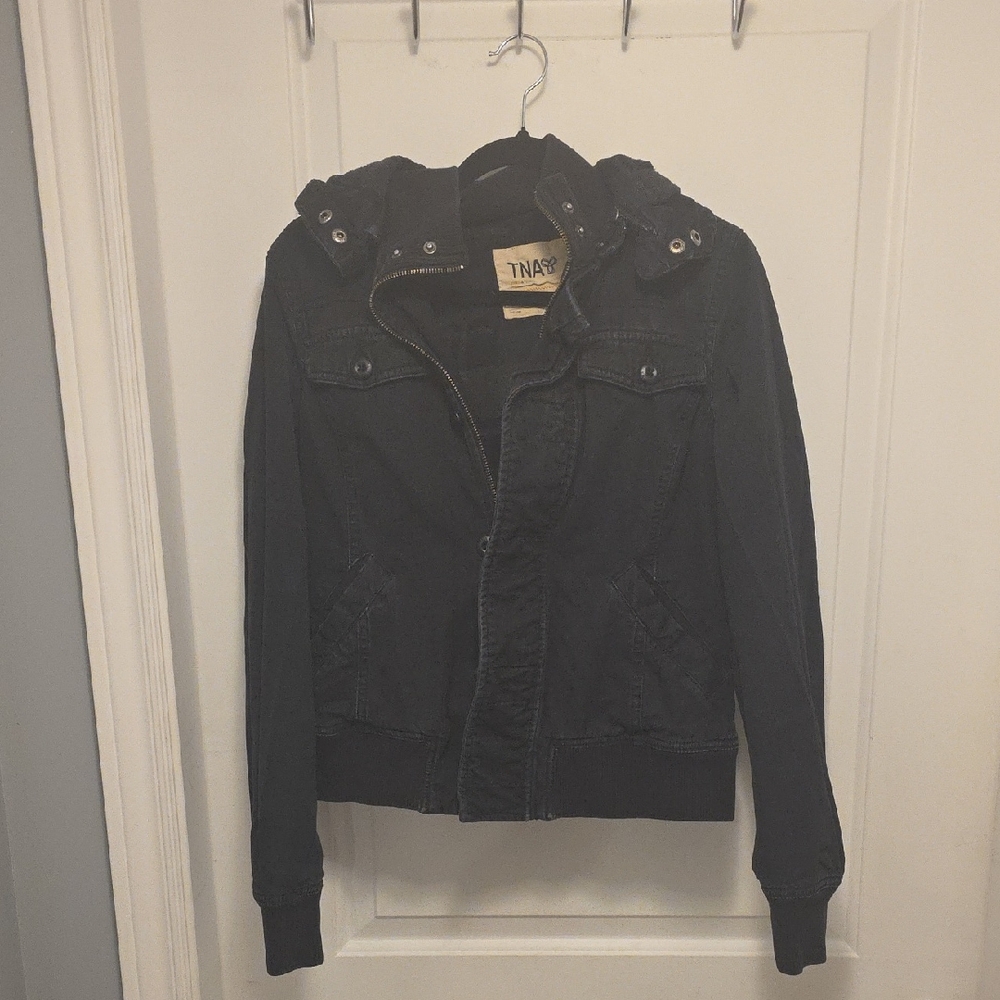 TNA Black Flannel Inside Hoodes Jacket Size M